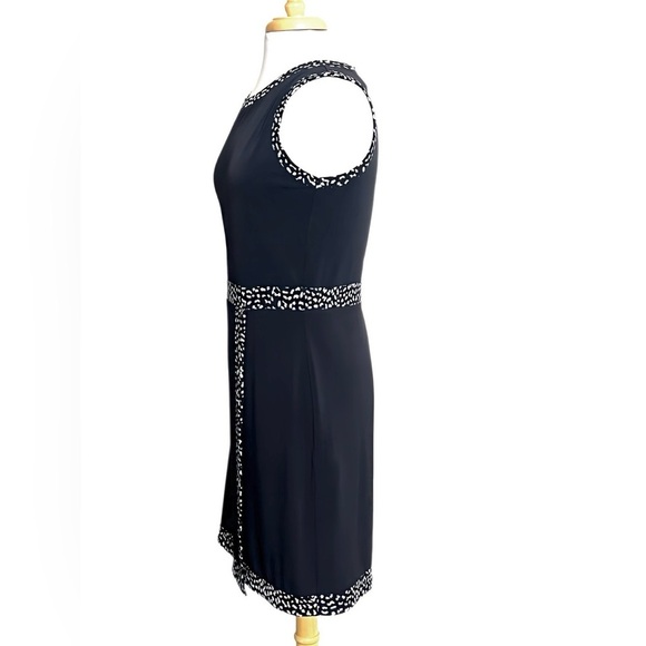 Michael Kors MICHAEL Sleeveless Black Faux-Wrap Dress w/ Animal Print Trim Sz M - Picture 5 of 13